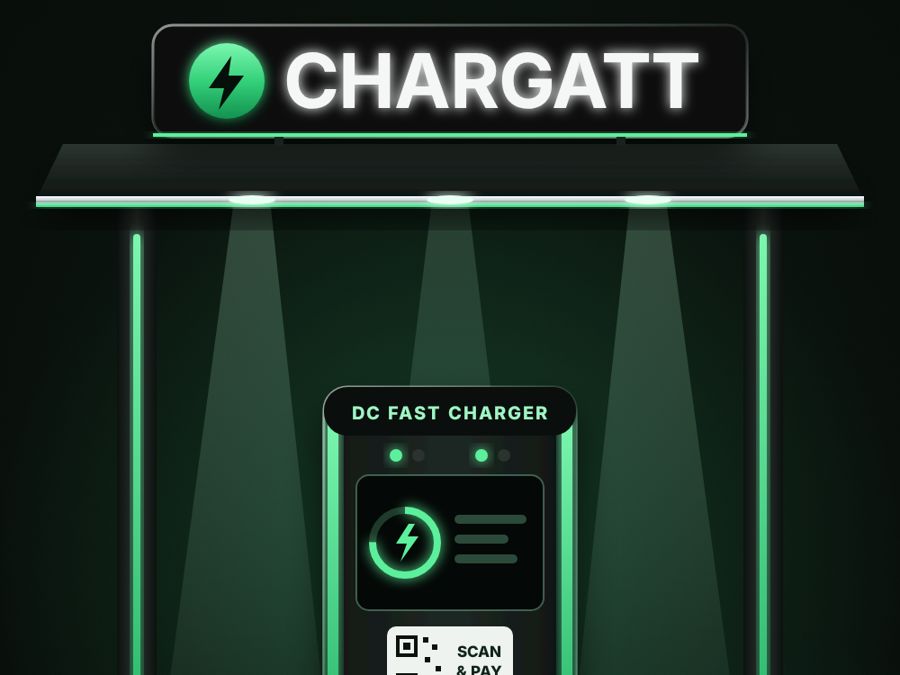 Illustration of a Chargatt station canopy and charger